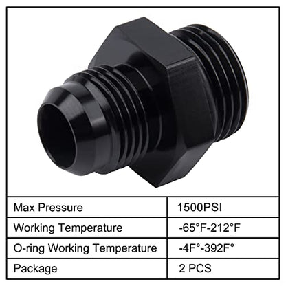 EVIL ENERGY 8AN Flare to AN10 ORB Male O-Ring 2PCS Fitting Adapter - size: 10AN ORB to 8AN