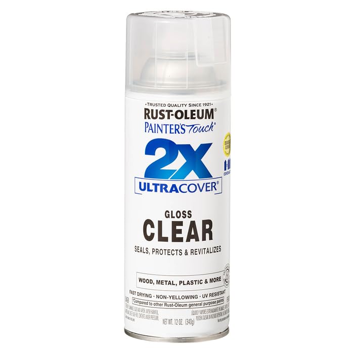 Rust-Oleum 334029-6PK Painter's Touch 2X Ultra Cover Spray Paint, 12 oz, Gloss Clear, 6 Pack - color: Clear, size: 12 Ounce (Pack of 6)