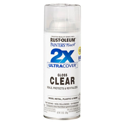Rust-Oleum 334029-6PK Painter's Touch 2X Ultra Cover Spray Paint, 12 oz, Gloss Clear, 6 Pack - color: Clear, size: 12 Ounce (Pack of 6)