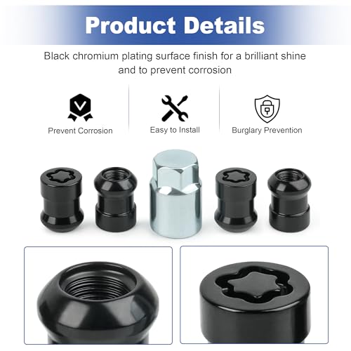 Wheel Lock Lug Nut Set, Black-Chromed, Short Type 08W42S2A100