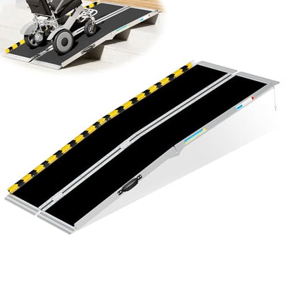 6ft Wheelchair Ramps for Home Steps, Non-Slip Aluminum Threshold Ramp, Foldable Handica Ramp for Wheelchairs in Home, Entry, Shed, Doorway, Curb, Stairs - size: 6FT Using Height 6"-18"