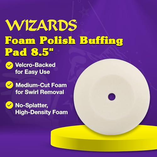 Wizards Foam Polish Buffing Pad - Medium Cut, Velcro Backed, 8.5" x 1.25" - color: Foam Polish Buff Pad