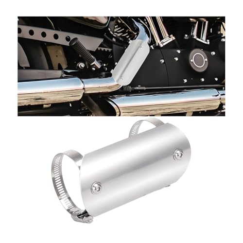 Stainless Motorcycle Exhaust Heat Shield with 2 Clamps, Titanium - color: Titanium