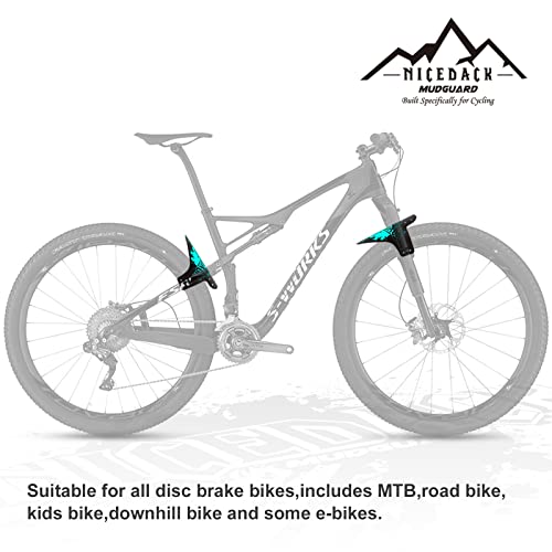 Mountain Bike Fenders, Fits 20-29 Inch MTB, 2-Piece Set - color: Cyan