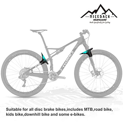 Mountain Bike Fenders, Fits 20-29 Inch MTB, 2-Piece Set - color: Cyan