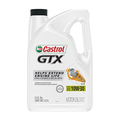 Castrol GTX 10W-30 Conventional Motor Oil, 5 Quarts (Pack of 2) - size: 5 Quarts (Pack of 2)