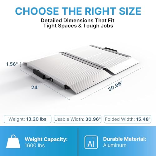 EZ-Access Traverse Aluminum Singlefold Edgeless Ramp, Silver, Loading, 2 ft - size: 2 Foot, style: Singlefold Edgeless