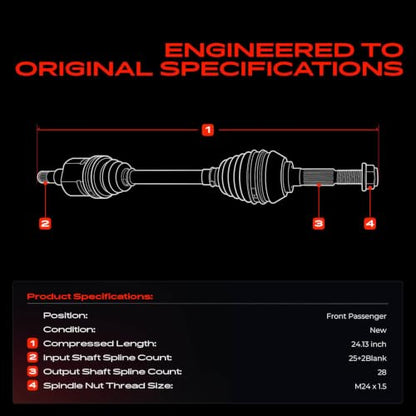 A-Premium Front Right Passenger Side CV Axle Shaft Assembly - style: Front Passenger Side