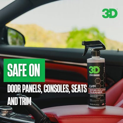 3D LVP Interior Cleaner - Removes Dirt, Grime, Grease, Oil & Stains from Leather, Vinyl & Plastic - Great for Seats, Steering Wheels, Door Panels, Dashboards - Car, Office, Home Use 16oz. - size: 15.89 Fl Oz (Pack of 1)