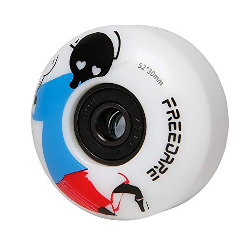 FREEDARE Skateboard Wheels 52mm and Bearings, Spacers Installed 92A for Street Tricks(Pack of 4) - color: blue/white