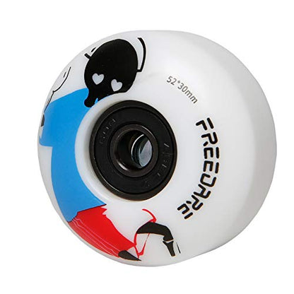 FREEDARE Skateboard Wheels 52mm and Bearings, Spacers Installed 92A for Street Tricks(Pack of 4) - color: blue/white