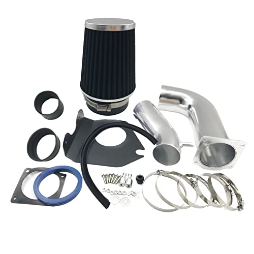 3-Inch Cold Air Intake Kit with Heat Shield + Filter Compatible for Ford Mustang 3.8L V6 Engine 1999-2004 Automatic and Manual Transmission (Black) - style: Black