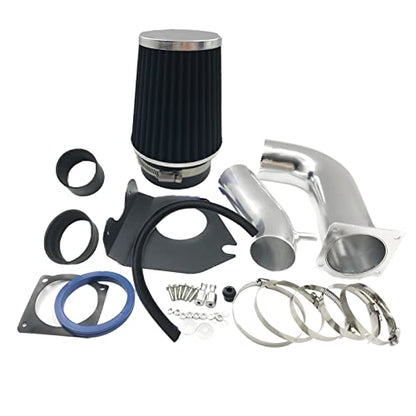 3-Inch Cold Air Intake Kit with Heat Shield + Filter Compatible for Ford Mustang 3.8L V6 Engine 1999-2004 Automatic and Manual Transmission (Black) - style: Black