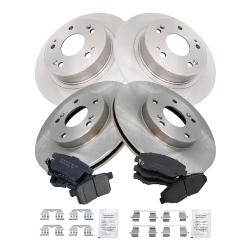 TRQ Front and Rear Brake Pad and Rotor Set Ceramic Vented Solid Rotors - style: BKA12018