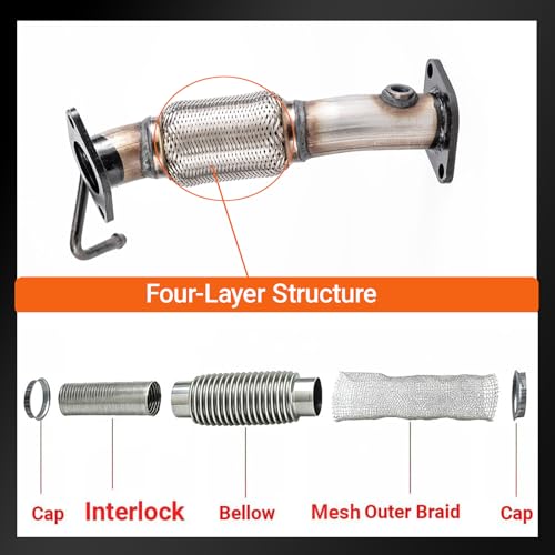 409 Stainless Steel Front Exhaust Flex Pipe 52560 - size: for 11-16 Elantra WITH O2 SENSOR PORT