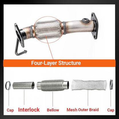 409 Stainless Steel Front Exhaust Flex Pipe 52560 - size: for 11-16 Elantra WITH O2 SENSOR PORT