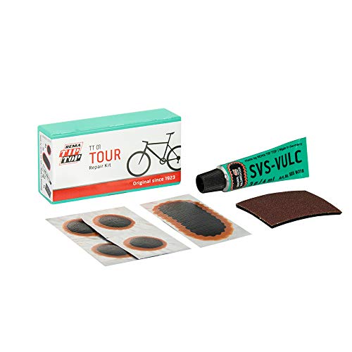 Rema TIP TOP #21 Standard Bicycle Inner Tube Patch Repair Kit, Compact Vulcanizing Tire Repair Kit for Roadside and Shop Tube Repairs