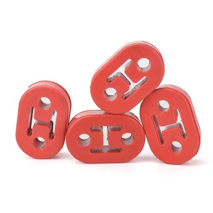 2 Hole Exhaust Hangers Upgrade EPDM Bushing Muffler Insulator Shock Absorbent Mount Bracket High-Density Muffler 12mm Hole (73mm x 47mm x 21mm) Universal Fit - Pack of 4 (Red) - color: RED