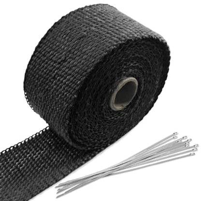 BDZMC 2" x 16 Ft Motorcycle Exhaust Heat Wrap Roll (Black) - color: Black