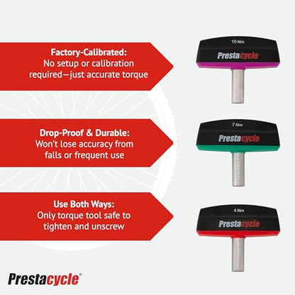 Prestacycle Pro TorqKeys 8Nm T-Handle Torque Limiting Tool – Torque Wrench Bit with Ergonomic Low-Profile Grip, Magnetic 1/4" Hex Bit Retention, Durable Zinc Shaft - size: 8Nm