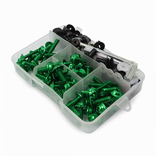 Worldmotop Fairing Bolt Kit Screws Fasteners Universal Compatible with Yamaha Honda Kawasaki Suzuki BMW,Fairing Bolt Kits Metric Bolts and Nuts Kit(Green) - color: green