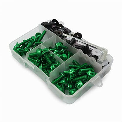 Worldmotop Fairing Bolt Kit Screws Fasteners Universal Compatible with Yamaha Honda Kawasaki Suzuki BMW,Fairing Bolt Kits Metric Bolts and Nuts Kit(Green) - color: green