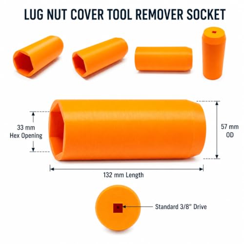 Lug Nut Cover Tool Remover Socket 33 mm for Semi Truck (Universal Fit) for Volvo & International & Peterbilt & Kenworth & Mack & Freightliner Semi Trucks