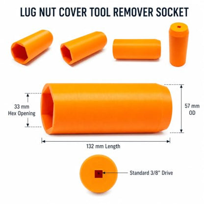 Lug Nut Cover Tool Remover Socket 33 mm for Semi Truck (Universal Fit) for Volvo & International & Peterbilt & Kenworth & Mack & Freightliner Semi Trucks