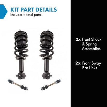 TRQ Front Suspension Kit Shock & Spring Strut Assembly Sway Bar Stabilizer - style: SCA30507