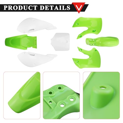 PRO BAT ABS Plastic Fender Fairing Body Work Kit Set - color: White&Green Plastic Fender Kit