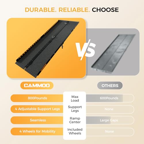 CAMMOO 7 FT Aluminum Wheelchair Ramp with 800 LBS Load Capacity, Portable Folding ramps for wheelchairs - size: 7 FT
