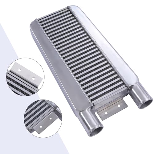 Universal Intercooler Aluminum Intercooler Front Mount 2.5" Inlet & Outlet Direct Replacement for Universal Car Silver (24x11x3" 2.5") - size: 24x11x3" 2.5"
