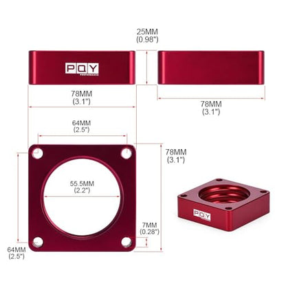 Aluminum Throttle Body Spacer Fit for 91-06 Jeep Wrangler Cherokee TJ YJ LJ XJ 2.5L/4.0L Engine Gas w/Gasket 1" Raise Manifold Carb (Red) - color: Red