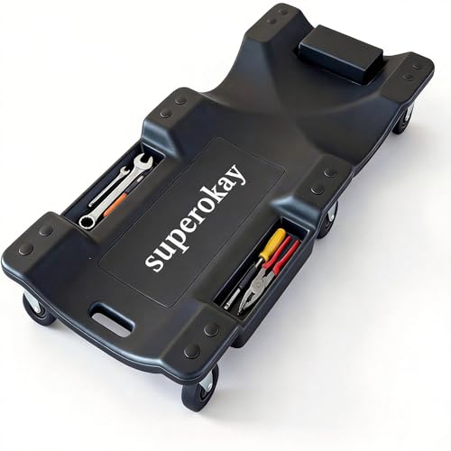 superokay Mechanic Creeper, 40 Inch Low Profile, 350Lbs, 6 Swivel Casters