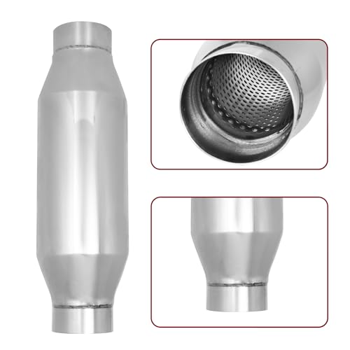 Exhaust Resonator, 3 Inch Inlet Resonator Muffler Straight Stainless Steel, Universal Performance Muffler 13''/340mm Overall Length, Polished - size: 3''x 4''