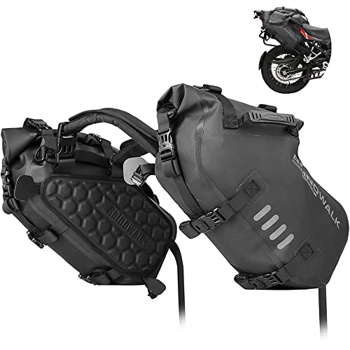Rhinowalk Motorcycle Saddlebags 18L(9L*2) Waterproof Motorbike Side Bags, Travel Luggage Panniers with Shoulder Strap for Adventure & Sport Motorcycle Racks, 1 Pair - size: 18L Black