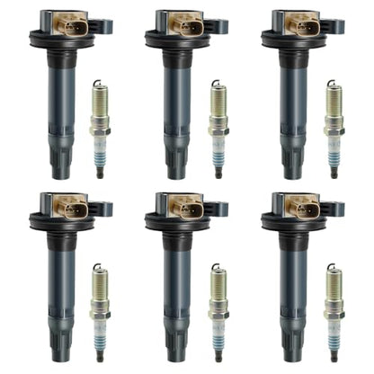 UF646 Ignition Coil Pack & SP534 Spark Plugs Compatible with Ford Expedition/Transit-150/250/350 2017-2015 3.5L, for Lincoln MKS/MKT 2015-2013 Navigator 2017-2015 Replace# DG549 SP537 SP580 SP528 - size: UF646