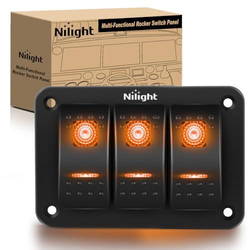 Nilight 3 Gang Rocker Switch Panel w/Orange LED Light 5Pin ON Off Pre-Wired - color: Amber, size: 3 Gang