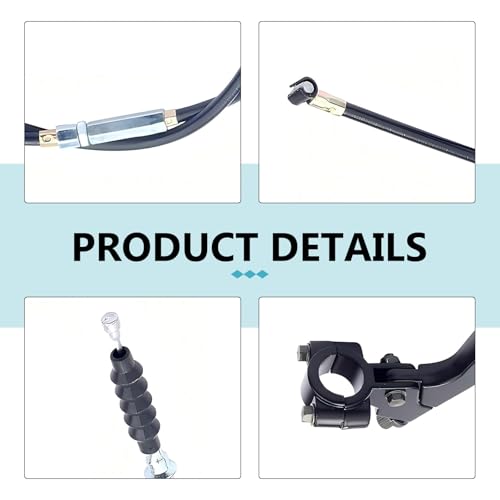 1 Set Motorcycle 7/8" Left Clutch Lever Handle Cable, Adjustable Lever & Smooth Cable, Waterproof Anti-Breakage Brake Grip, for 50CC-70CC 90CC 110CC 125CC 140CC 150CC Engines (Black)