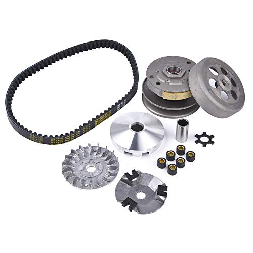 Transmission Rebuild Kit - Replacement Clutch Kit Compatible with Sportsman ATV, Predator, Scrambler, 50CC 90CC 2 Stroke ATV Part - Includes Clutch & Variator Assembly, Drive Belt & Roller Weights