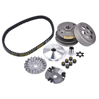 Transmission Rebuild Kit - Replacement Clutch Kit Compatible with Sportsman ATV, Predator, Scrambler, 50CC 90CC 2 Stroke ATV Part - Includes Clutch & Variator Assembly, Drive Belt & Roller Weights