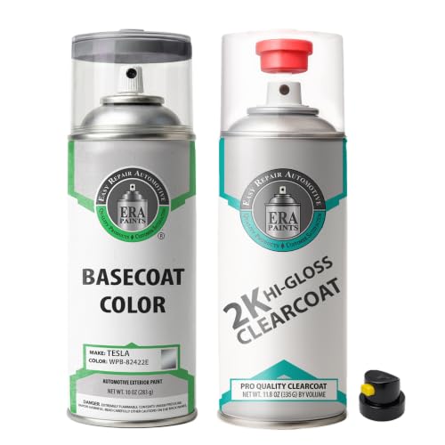 ERA Paints - WPB-82422E - Gunpowder for TESLA Exact OEM Color Match Automotive Touch Up Paint for Cars - Spray Paint with Premium Spray Nozzle - 2K Essential Kit - Made in USA - style: Spray - 2K Essential Kit