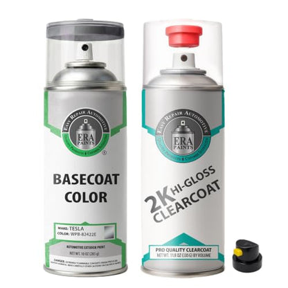 ERA Paints - WPB-82422E - Gunpowder for TESLA Exact OEM Color Match Automotive Touch Up Paint for Cars - Spray Paint with Premium Spray Nozzle - 2K Essential Kit - Made in USA - style: Spray - 2K Essential Kit