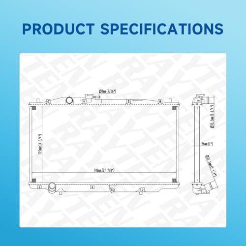 Rayten 2571 Radiator Compatible with 2003-2007 Honda Accord 3.0L V6,Replace# 19010RCAAA52 19010RCAA53 19010RCAA52 19010RCAA51 19010RCAA02 19010RCAA01 CU2571 - size: RAD:2571