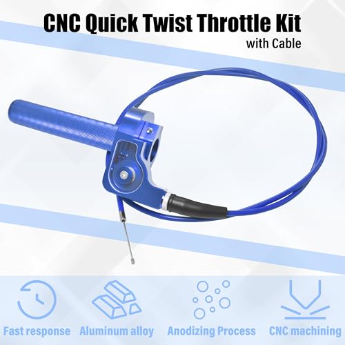 Universal CNC Quick Twist Throttle Kit with Cable for 7/8" Bars - Fits CRF50 70 110 125 230 250, KLX, XR, Pit & Dirt Bike, ATV, Mini Bike (CT200U) (Style -B, Blue) - color: Blue, style: Style -B