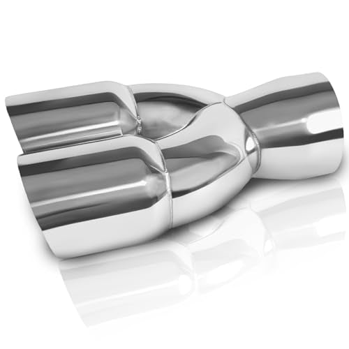 Mupera 3 Inch Inlet Dual Exhaust Tip, 3" Dual Outlet, 9.5" Long - size: 3" Inlet 3" Outlet 9.5" LengthY Silver