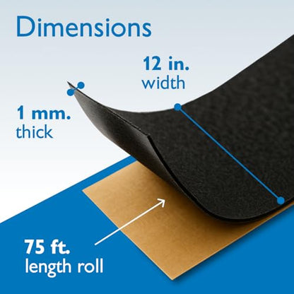 FindTape Polyester 1mm Felt Tape – 12 in. x 75 ft. Felt Strips with Adhesive Backing and Furniture Strips, Great for Arts and Crafts, Classrooms, and Protecting Furniture (Black) - size: 12 in x 75 ft
