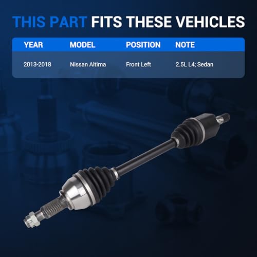 Autoround 666417 CV Axle Fit for 2013-2018 Nissan Altima L4 2.5L Sedan - size: Front Driver Side