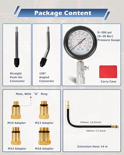 DAYUAN Professional Petrol Engine Compression Tester Kit Set, Red Case - color: Red