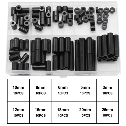 Exqutoo Black ABS Round Washers ID 3.2mm, OD 7mm - color: Black/3.2mm